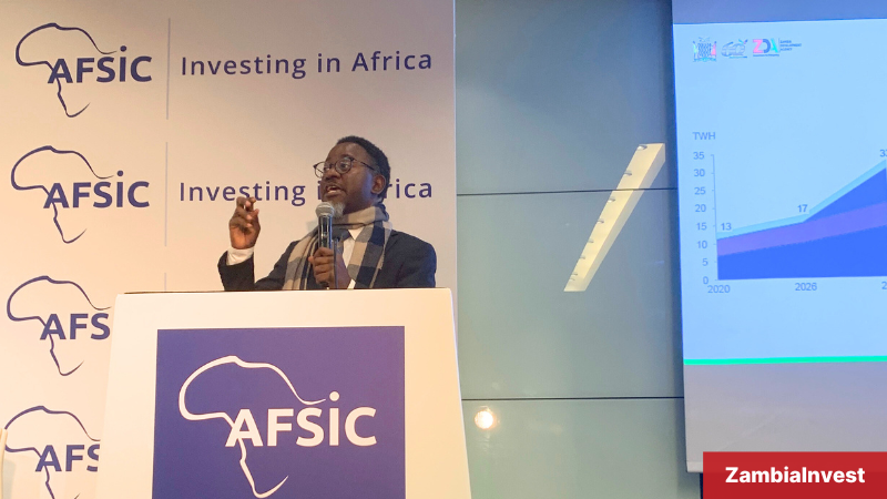Chimuka Ketani of the Zambia Development-Agency presenting at AFSIC 2024 in London